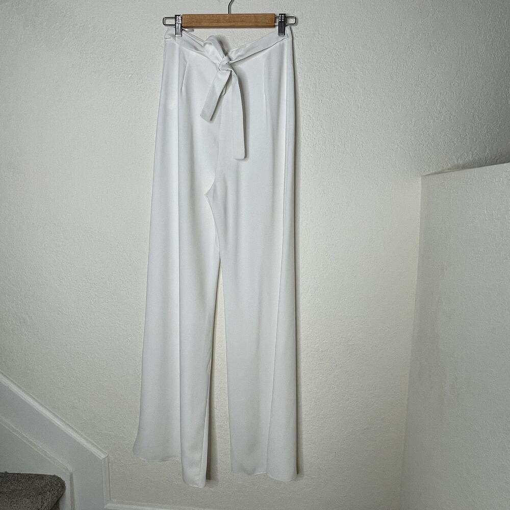 Amanda Uprichard Ariya Wide Leg Tie Waist Pants Size S White High Waist